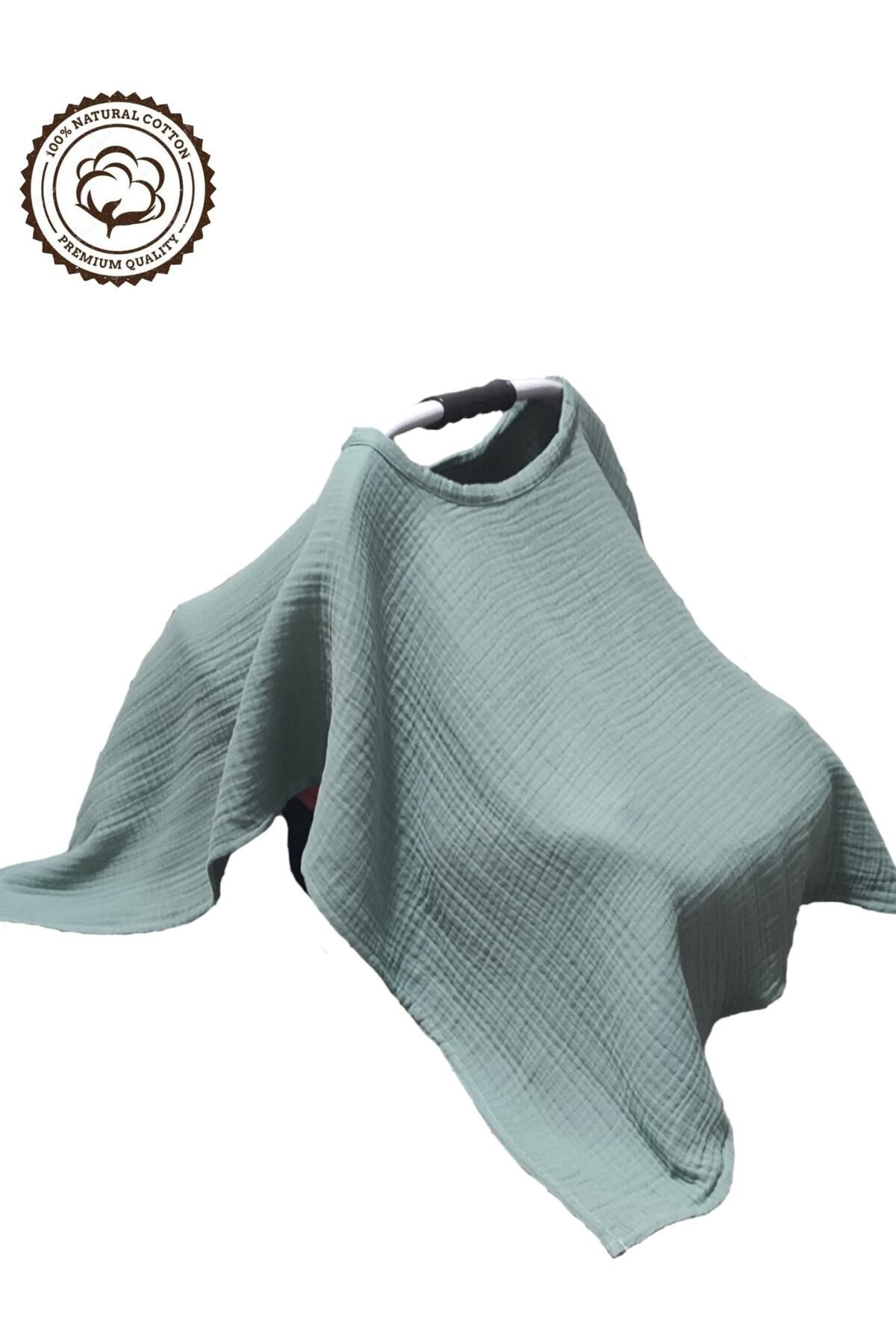 BeybiNest Multi Müslin Panço Tek Ürün Fonksiyonel Puset Örtüsü Ve Emzirme Önlüğü Yeşil Emzirme Örtüsü fotoğrafı 6 (önizleme)