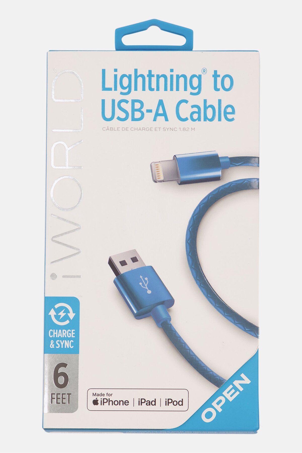 iWorld-Lightning To USB Cable, Blue 1