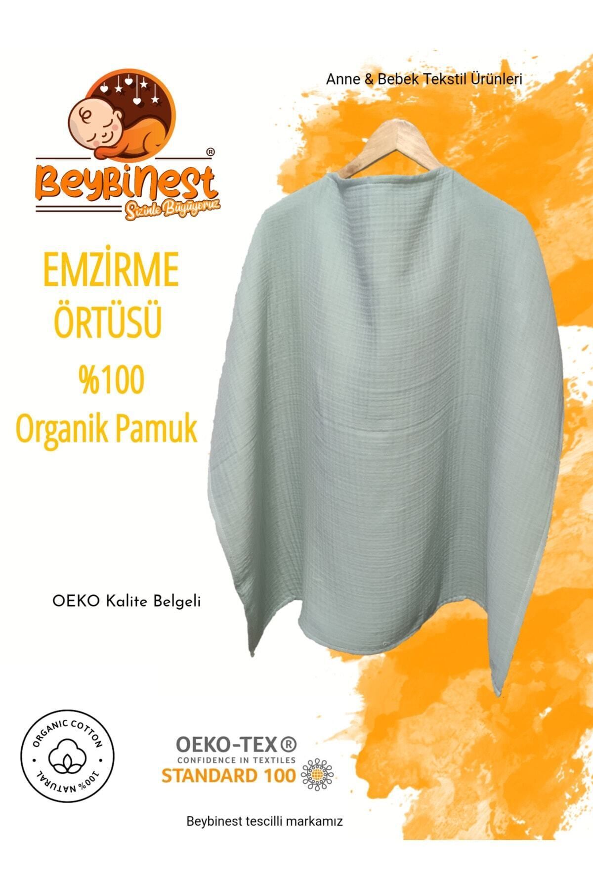 BeybiNest Multi Müslin Emzirme Önlüğü Balenli 100x80 Cm 4 Katlı Yeşil Emzirme Örtüsü fotoğrafı 2 (önizleme)