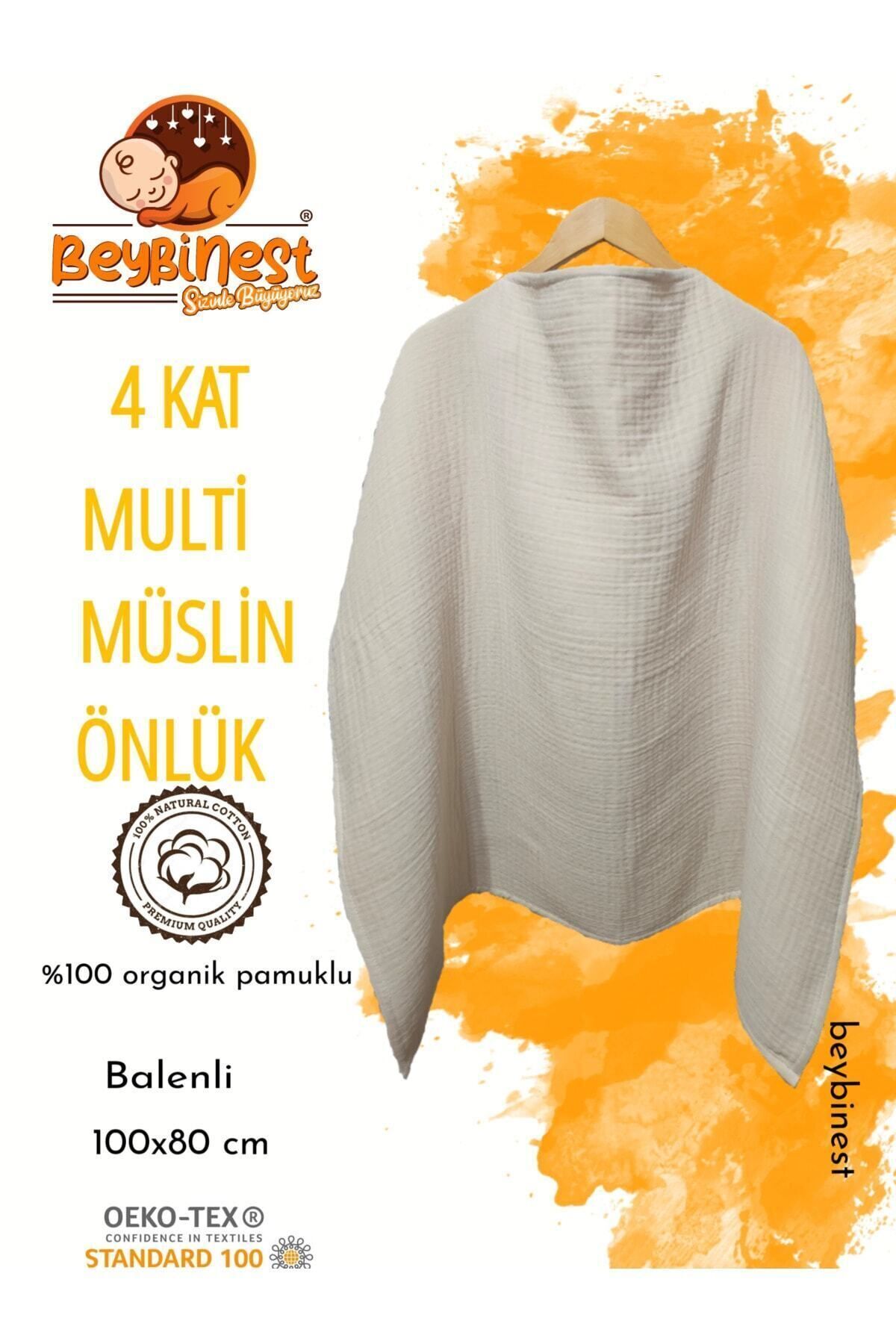 BeybiNest Balenli Multi Müslin Emzirme Önlüğü Balenli 100x80 Cm 4 Katlı Bej Renk Emzirme Örtüsü fotoğrafı 6 (önizleme)