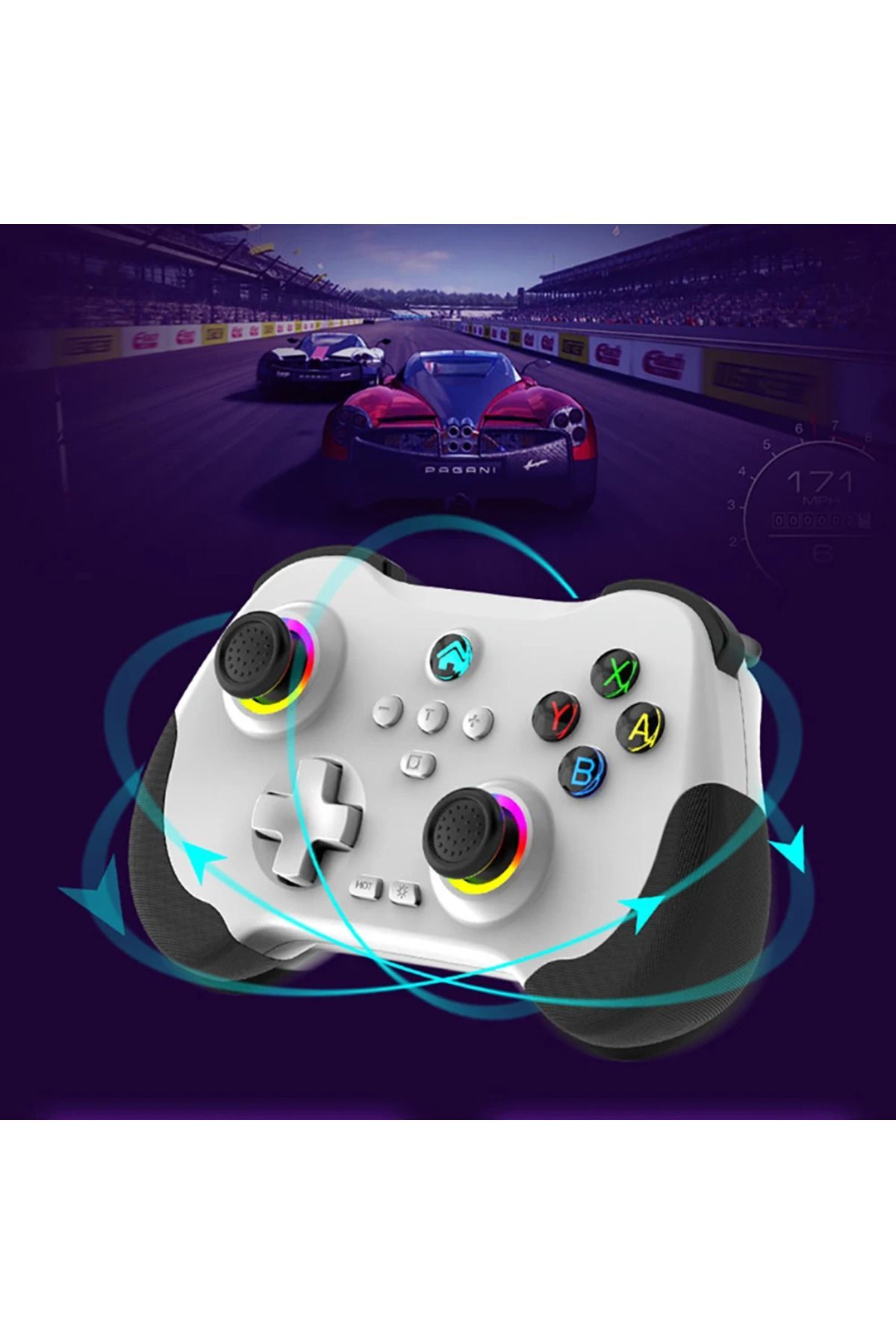 Z01 Rgb Işıklı Switch/Ps3/Ps4/Android/iOS MFi/Pc/Steam Uyumlu Kablosuz Bluetooth Gamepad 7