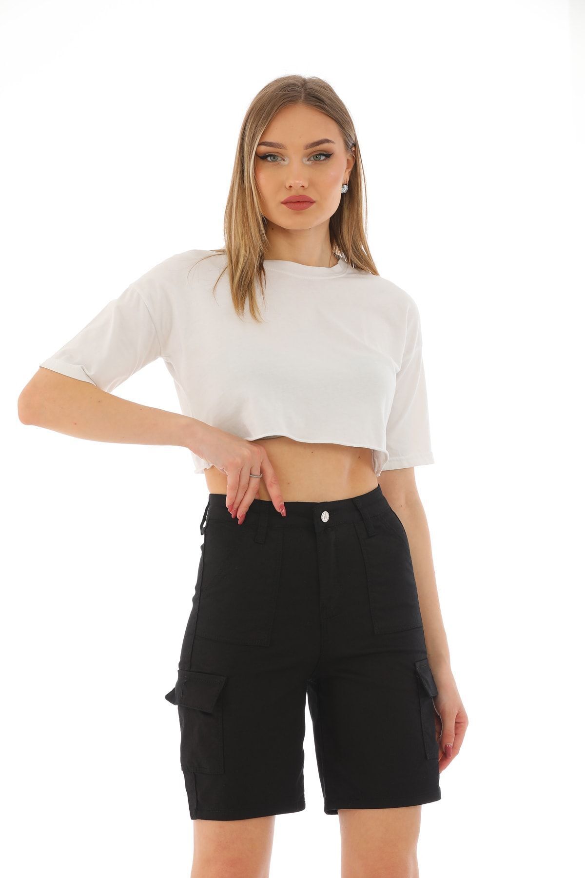 BİKELİFE-Pantaloni scurți și bermude din Lycra cu talie înaltă de damă 3