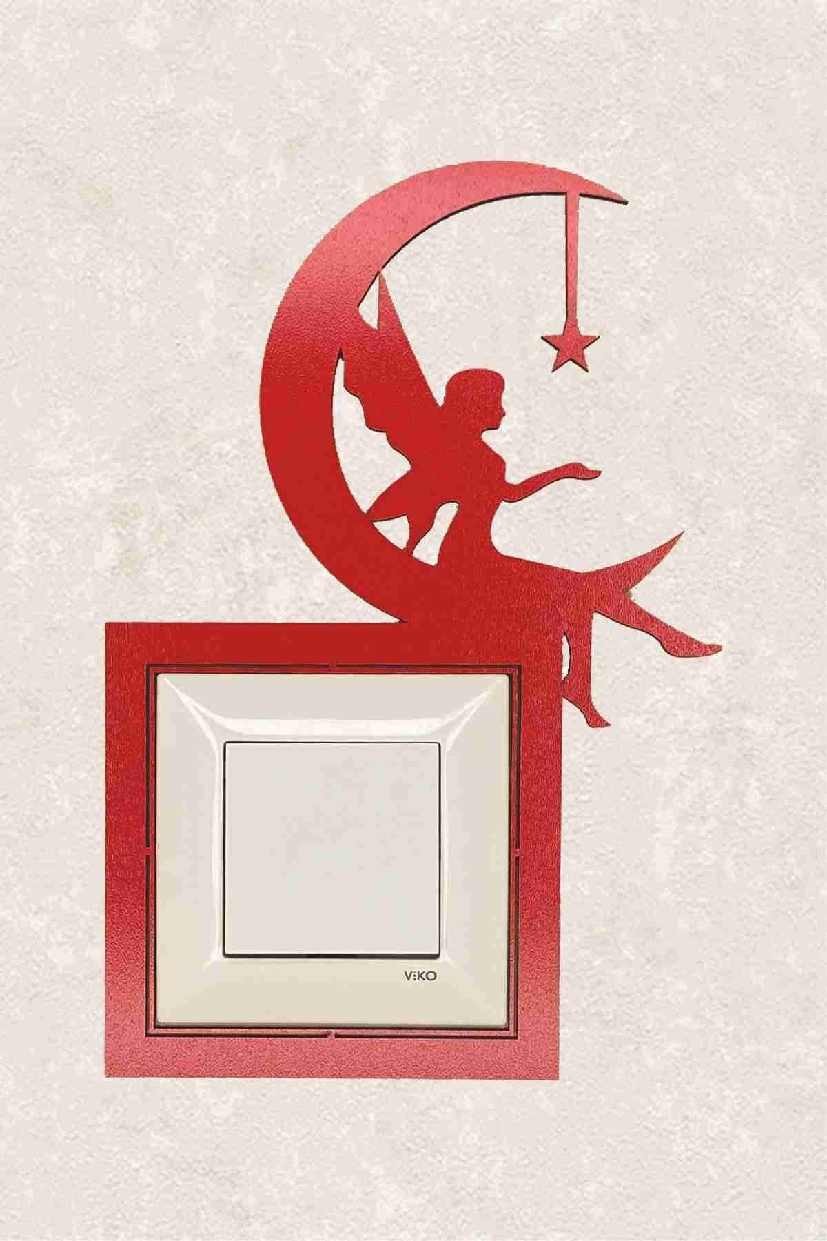 2123-k Laser Cut Wood Switch Socket Frame Red Single Moon Fairy
