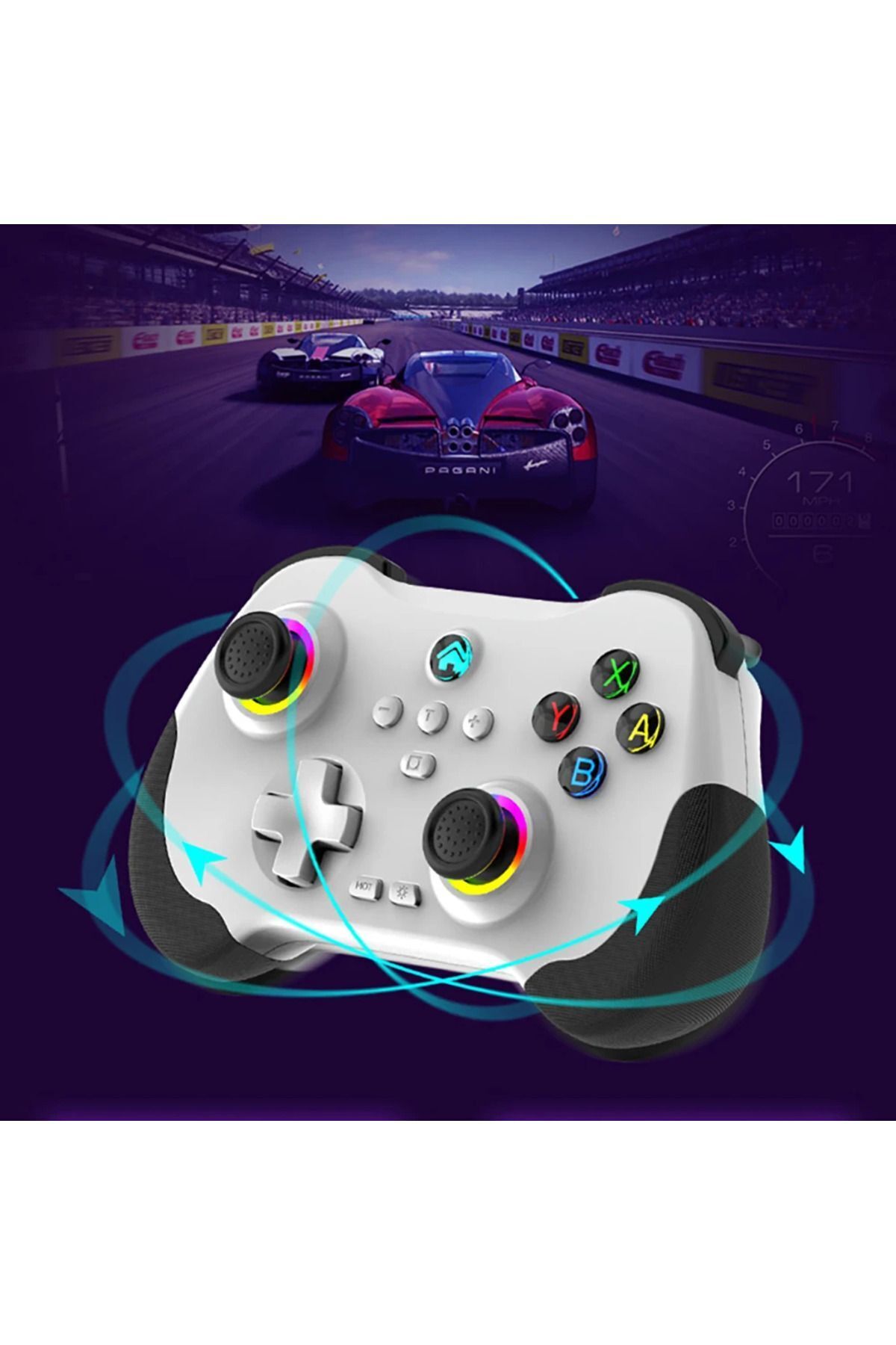 Z01 Rgb Işıklı Switch/Ps3/Ps4/Android/iOS MFi/Pc/Steam Uyumlu Kablosuz Bluetooth Gamepad 7