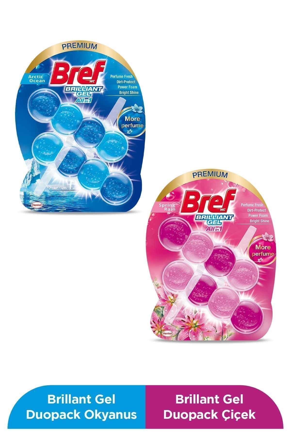 Bref Wc Brilliant Gel Duopack Tuvalet Bloğu 1 Çiçek 1 Okyanus, 2 X 2'li Paket