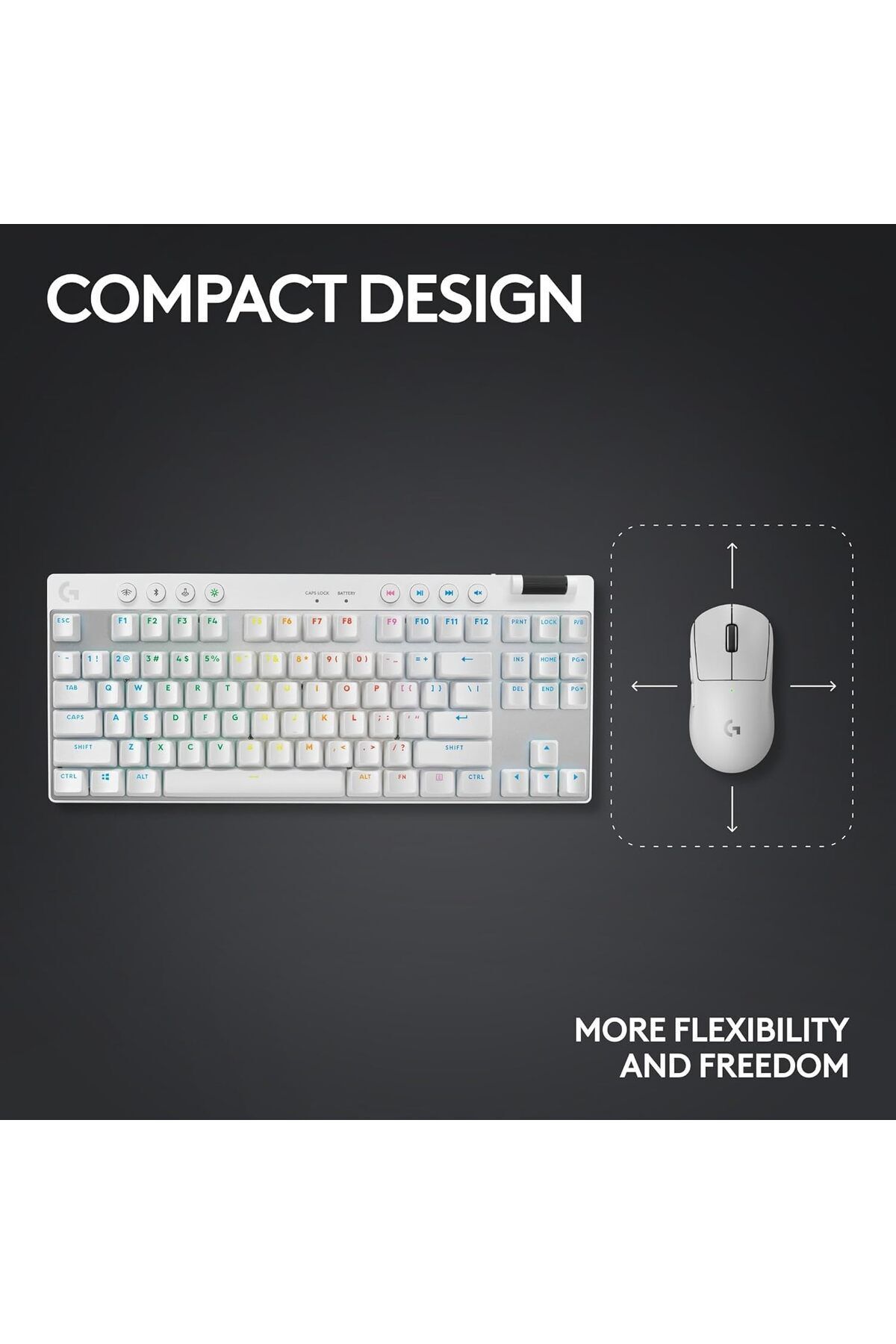 logitech-G PRO X TKL LIGHTSPEED Wireless Gaming Keyboard, Tactile Switches (GX Brown),White 6