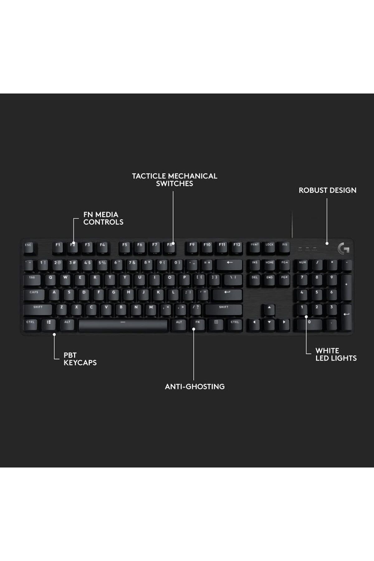 logitech-لوحة مفاتيح ميكانيكية للألعاب G413 Se بالحجم الكامل - مع مفتاح تحكم وإضاءة خلفية، أسود 7