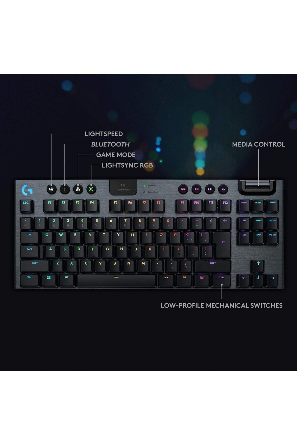 logitech-G915 TKL Tenkeyless LIGHTSPEED Wireless RGB Mechanical Gaming Keyboard,Tactile switches 6
