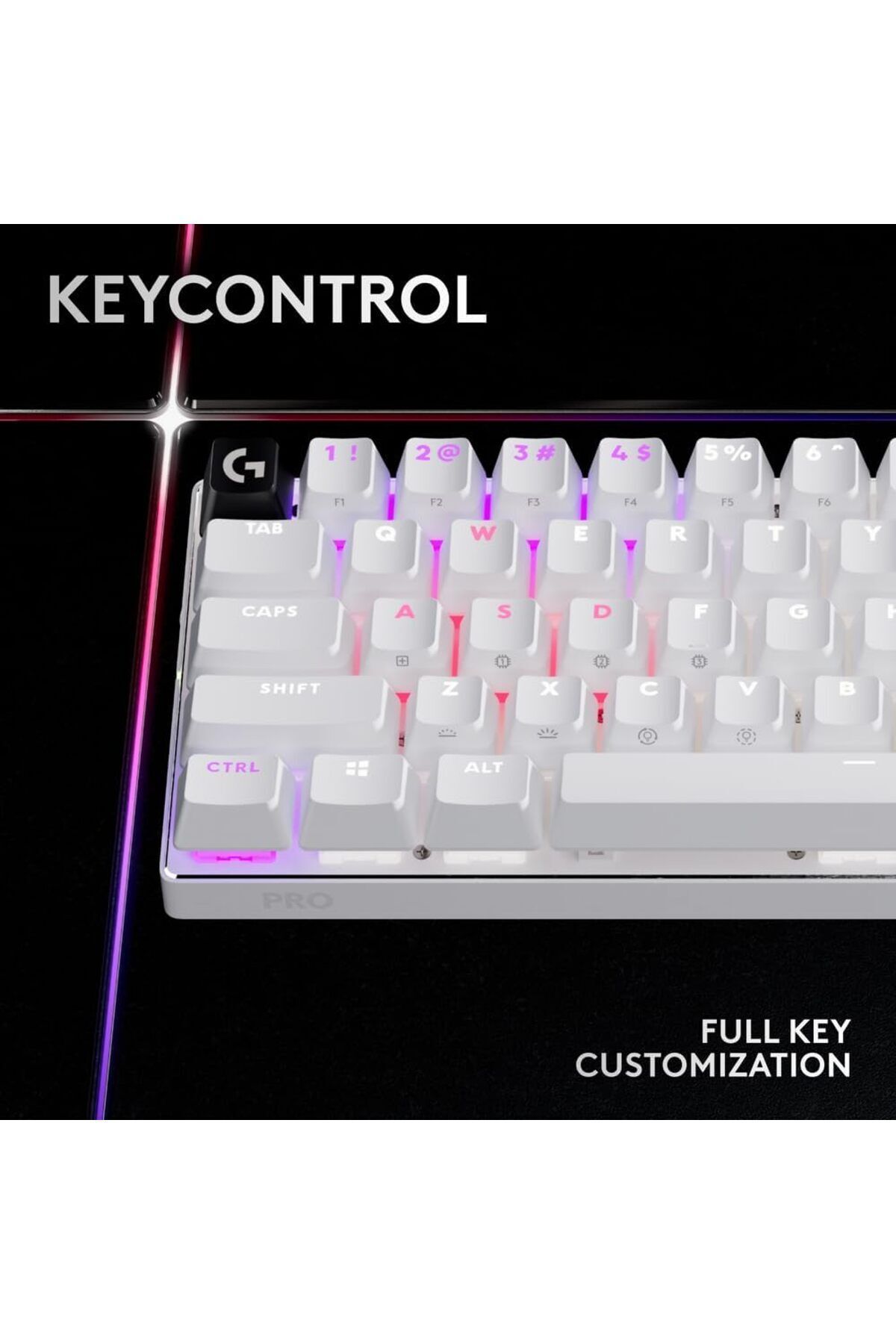 logitech-G PRO X 60 LIGHTSPEED Wireless Gaming Keyboard,TKL 60%  GX Optical Tactile Switches White 4