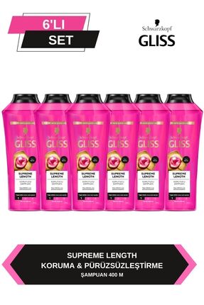 Gliss Supreme Length Uzun Saçlara Özel Şampuan 400 ml x 6 Adet