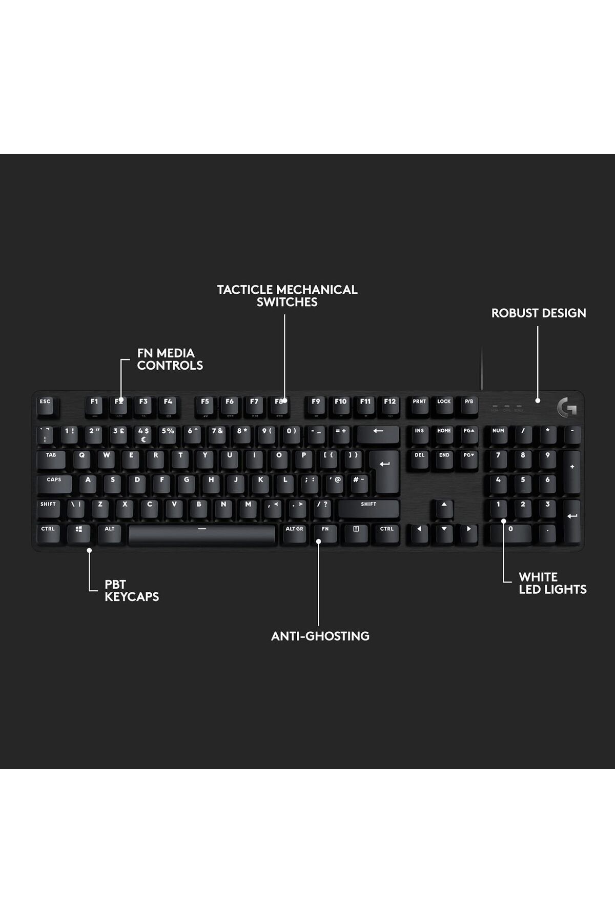 logitech-لوحة مفاتيح ميكانيكية للألعاب كاملة الحجم مع مفاتيح ميكانيكية للتوزيع G413 SE - أسود 7