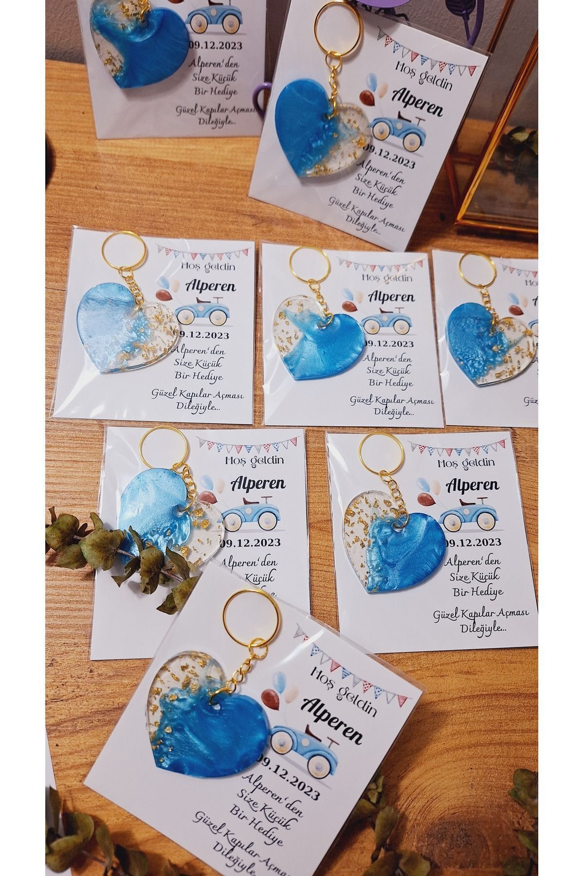 SevgiliAtolyemm Arabalı Kartlı Kalpli Model Anahtarlık Bebek Doğum Günü Mevlüt 10 Adet fotoğrafı 4 (önizleme)