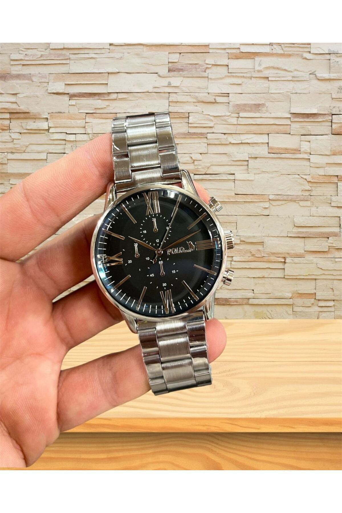 Çelik Gümüş Kordon Siyah Kadran Armani Model Iki Renk Erkek Kol Saati