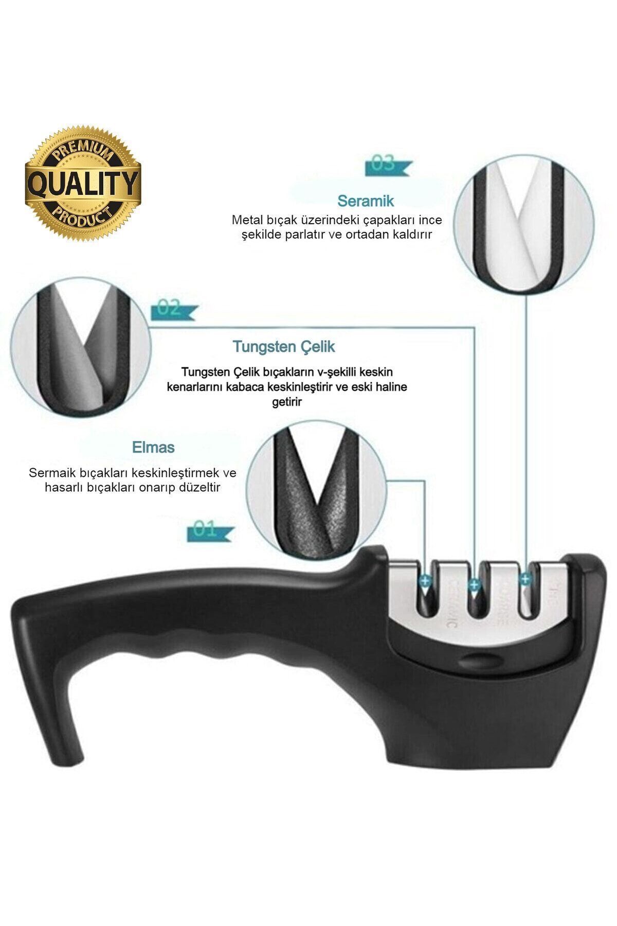 MİS KİTCHEN-Black Professional Knife Sharpening Machine - Knife Sharpener 3