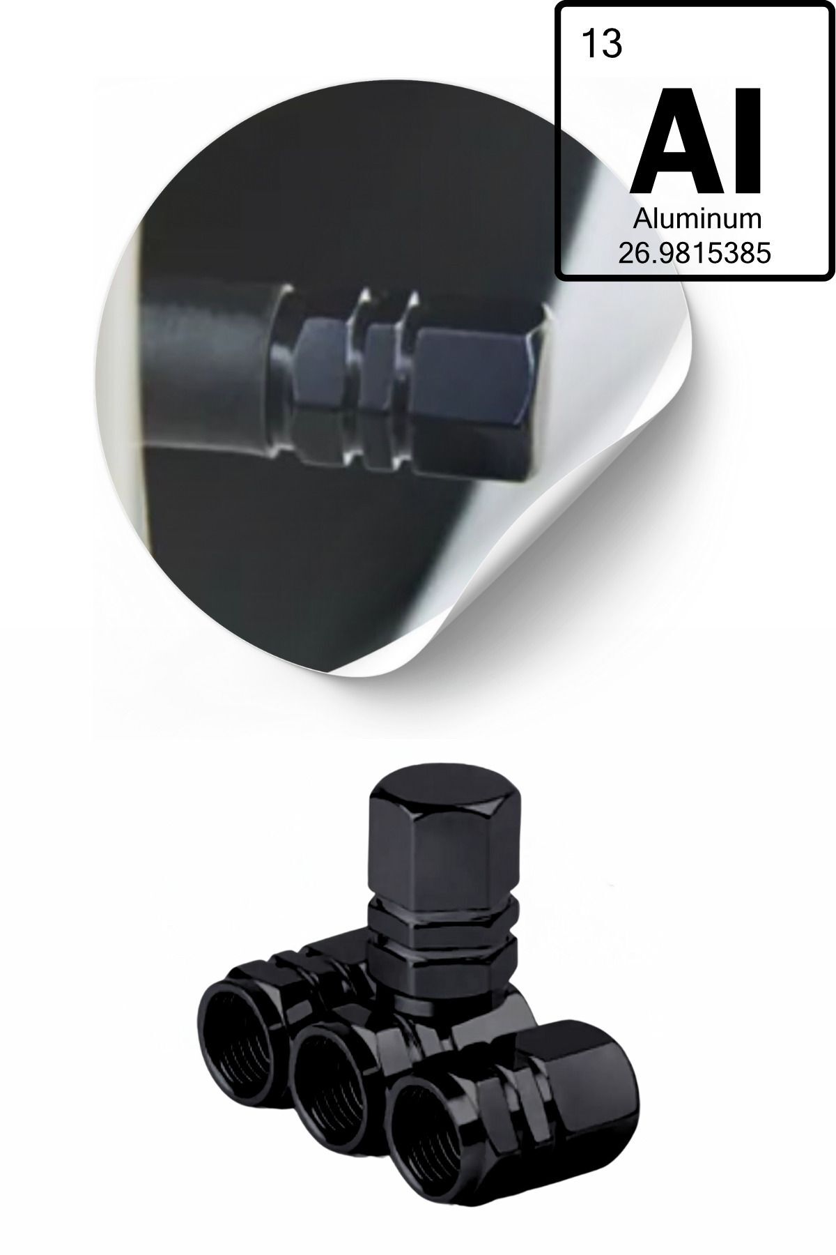 KDOT Aluminyum Sibop Kapağı Dörtlü Set Jet Siyah 4 Adet