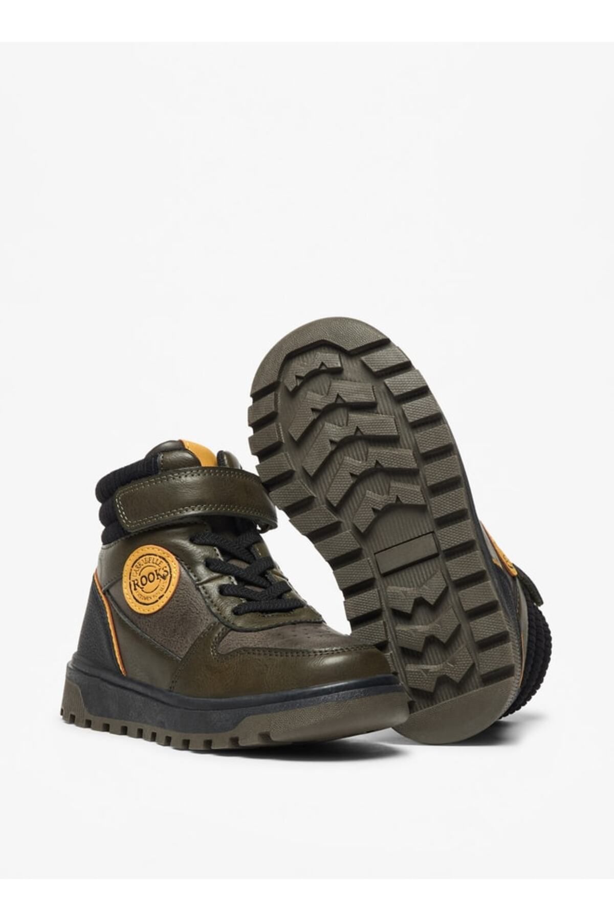 LBL by Shoexpress-Panelled High Cut Boots with Hook and Loop Closure 4
