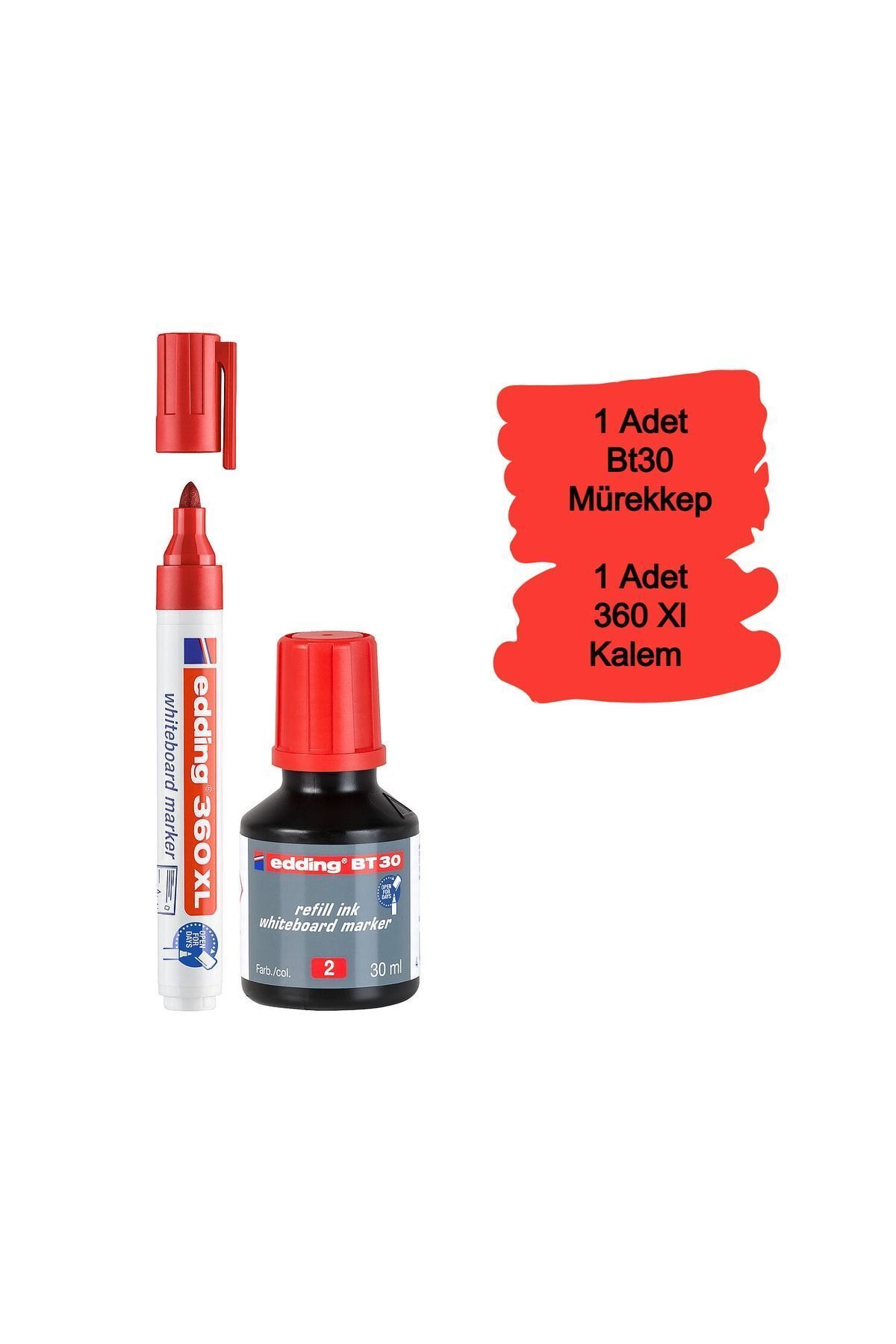 Edding Bt30 Tahta Kalemi Mürekkebi 1 adet +360xl Doldurulabilir Tahta Kalemi 1 adet tkm