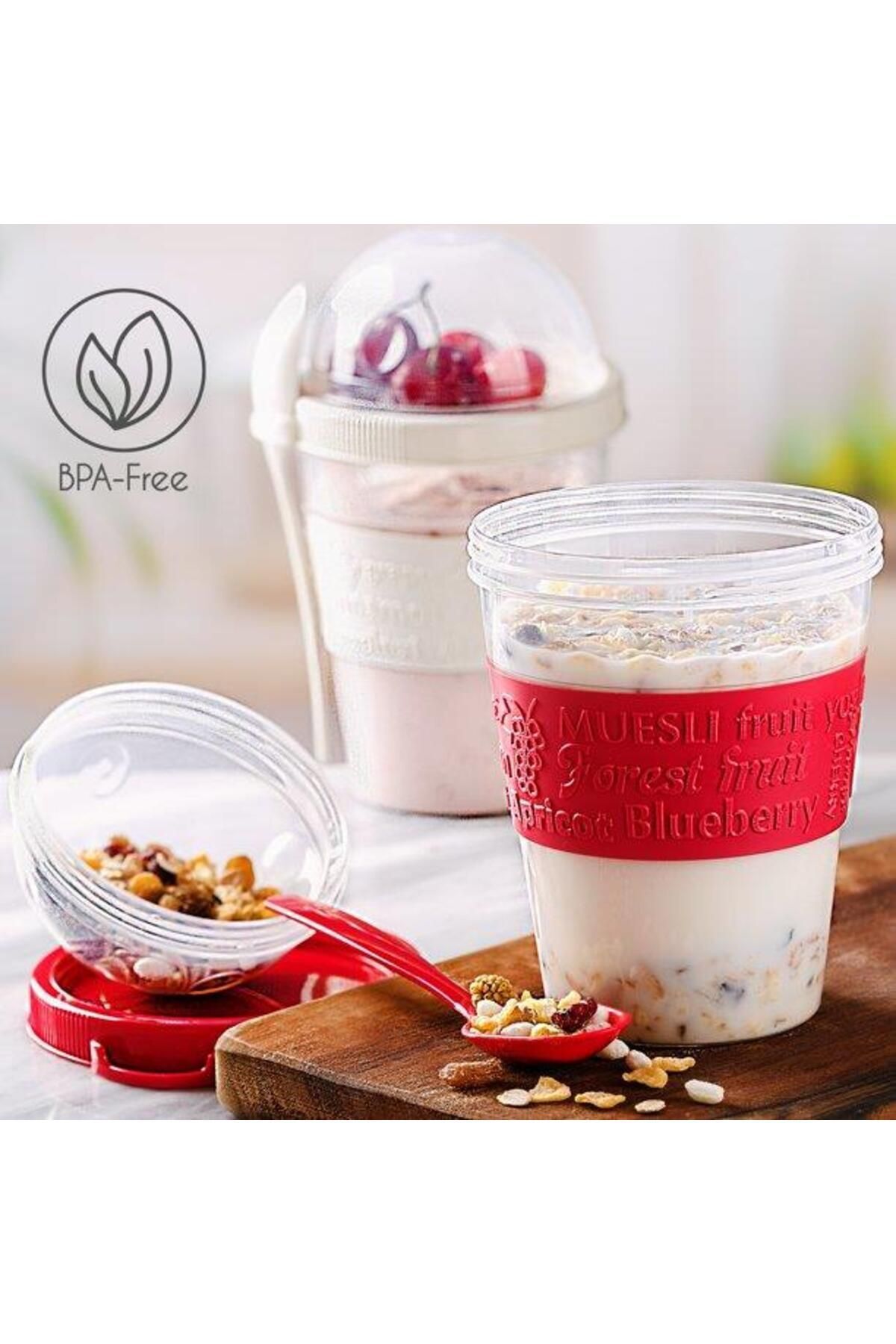 MasterCar-600ml Portable Diet Cup with Spoon - Food and Muesli Storage Container, Picnic Set 2