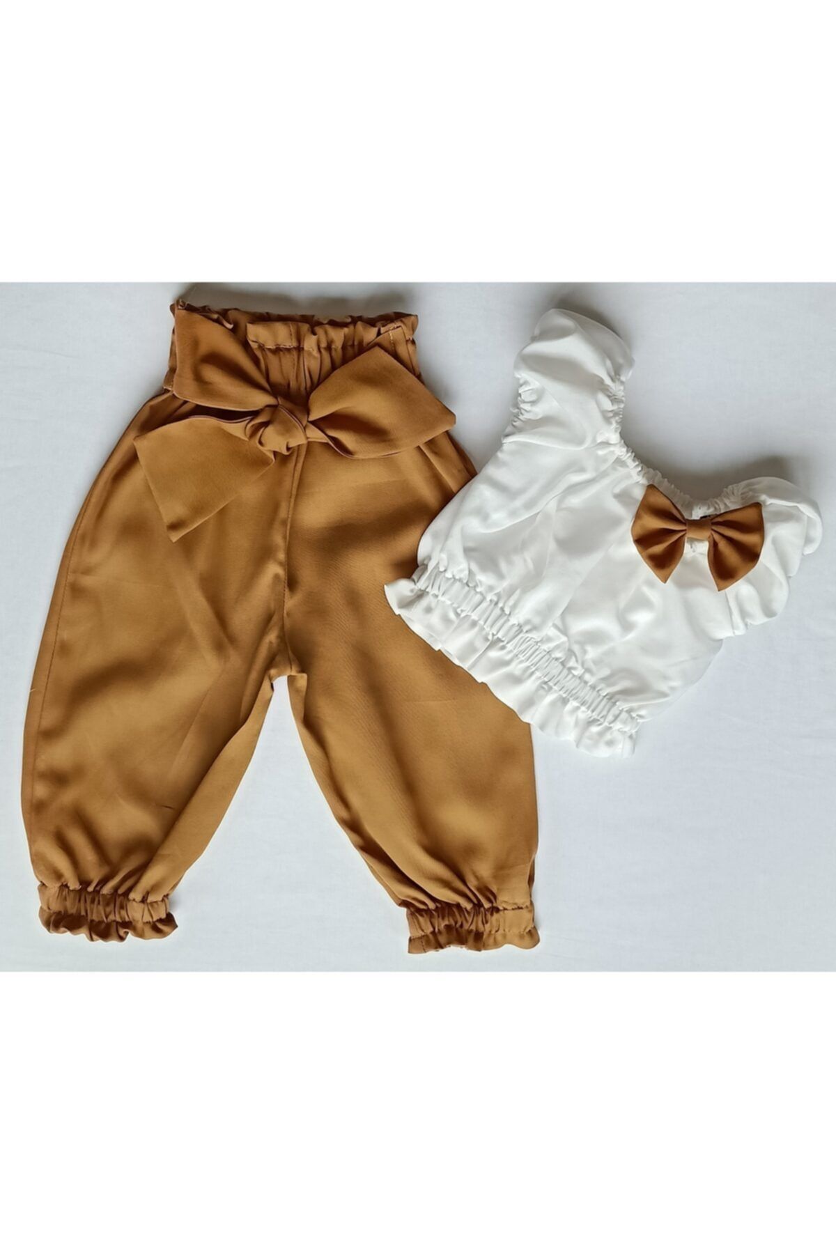 moms and babies Kız Bebek Çocuk Tarçın Büstiyerli Pantolon Takım fotoğrafı 3 (önizleme)