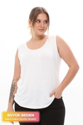 tarzımsüper Büyük Beden Kalın Askılı Likralı Konfor Modeli Kolsuz 4 Mevsim Sp...