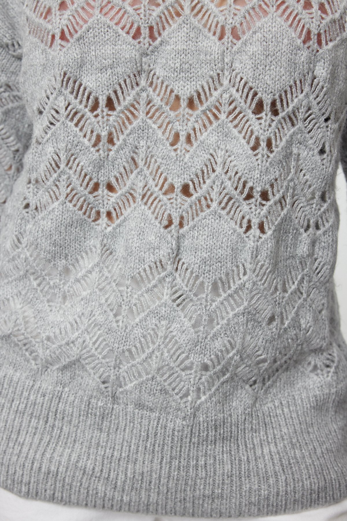 Trendyolmilla  Gri Ajurlu/Delikli Bisiklet Yaka Triko Kazak TWOAW25KZ00339 - Görsel 4