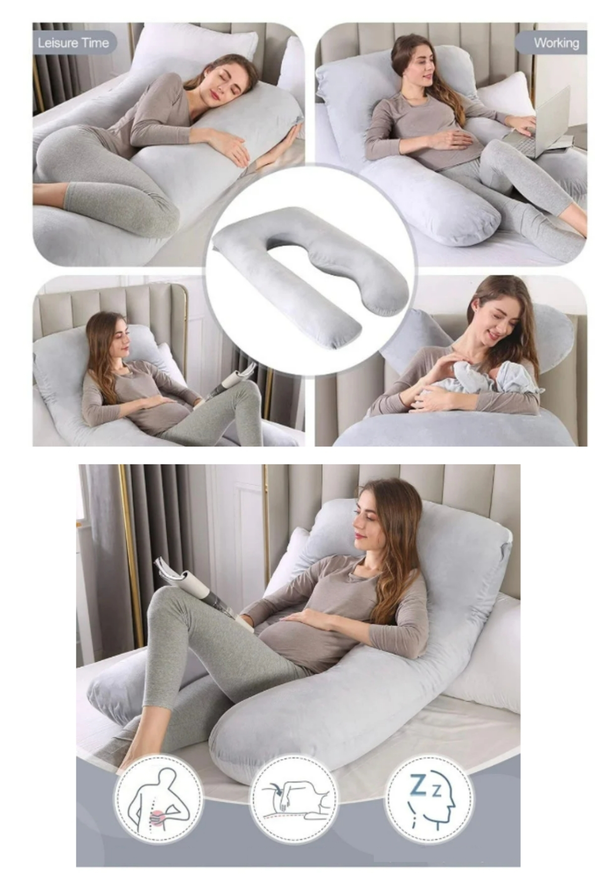 BabyModa Destekli Gebelik Uyku Minderi Hamile Yastığı fotoğrafı 7 (önizleme)