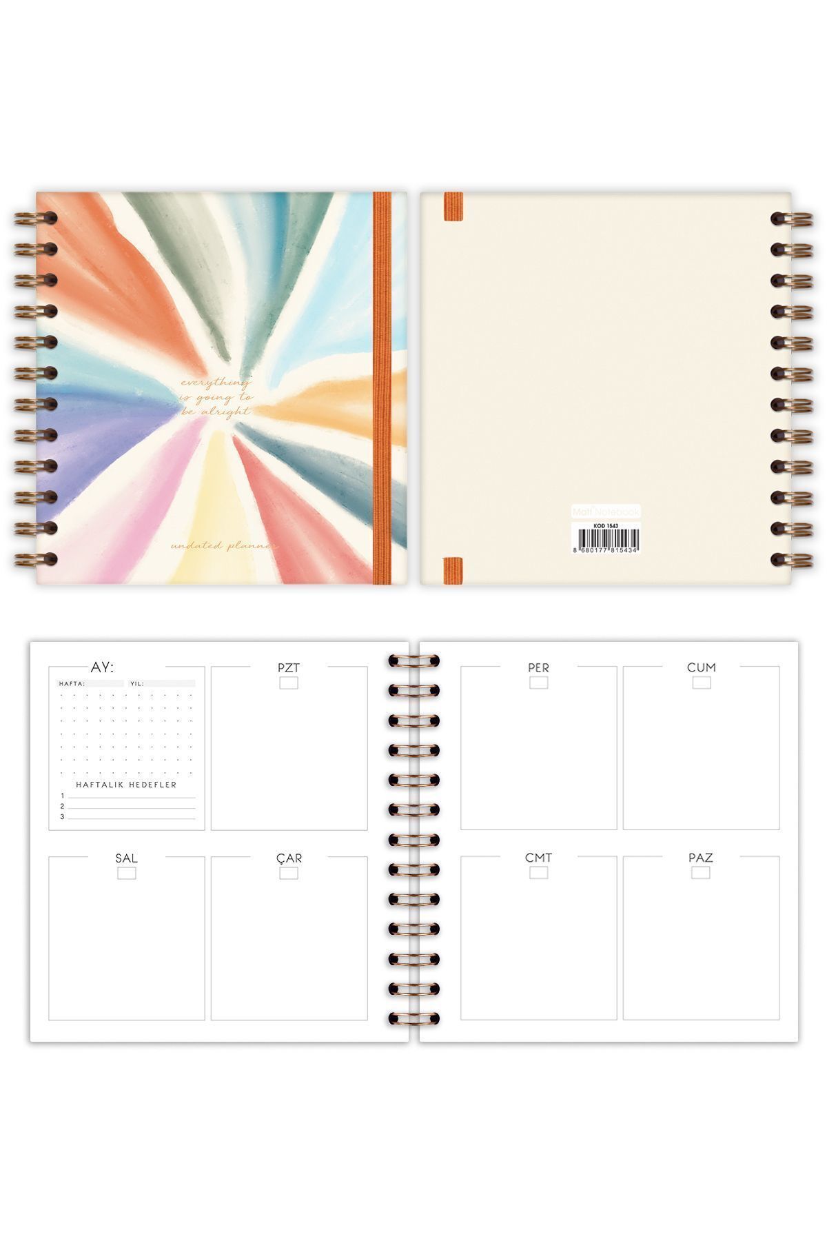 Matt Notebook-15x15 cm Square Quantity - Set of 2 Spiraled Timeless Planner Agenda and Notebook 7
