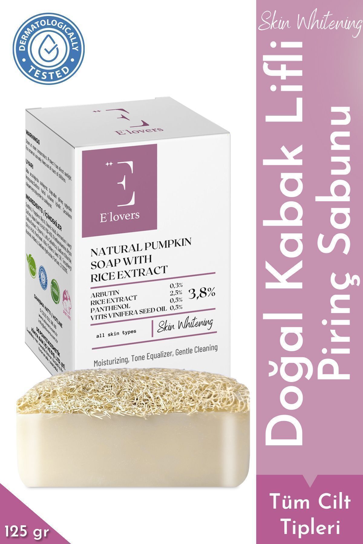 Elovers-125 gr Natural Pumpkin Fiber Brightening and Tone Equalizing Rice Soap 1