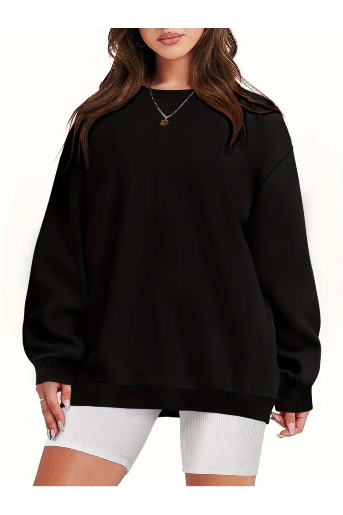 EYAX MODA KADIN Bisiklet Yaka Sweatshirt