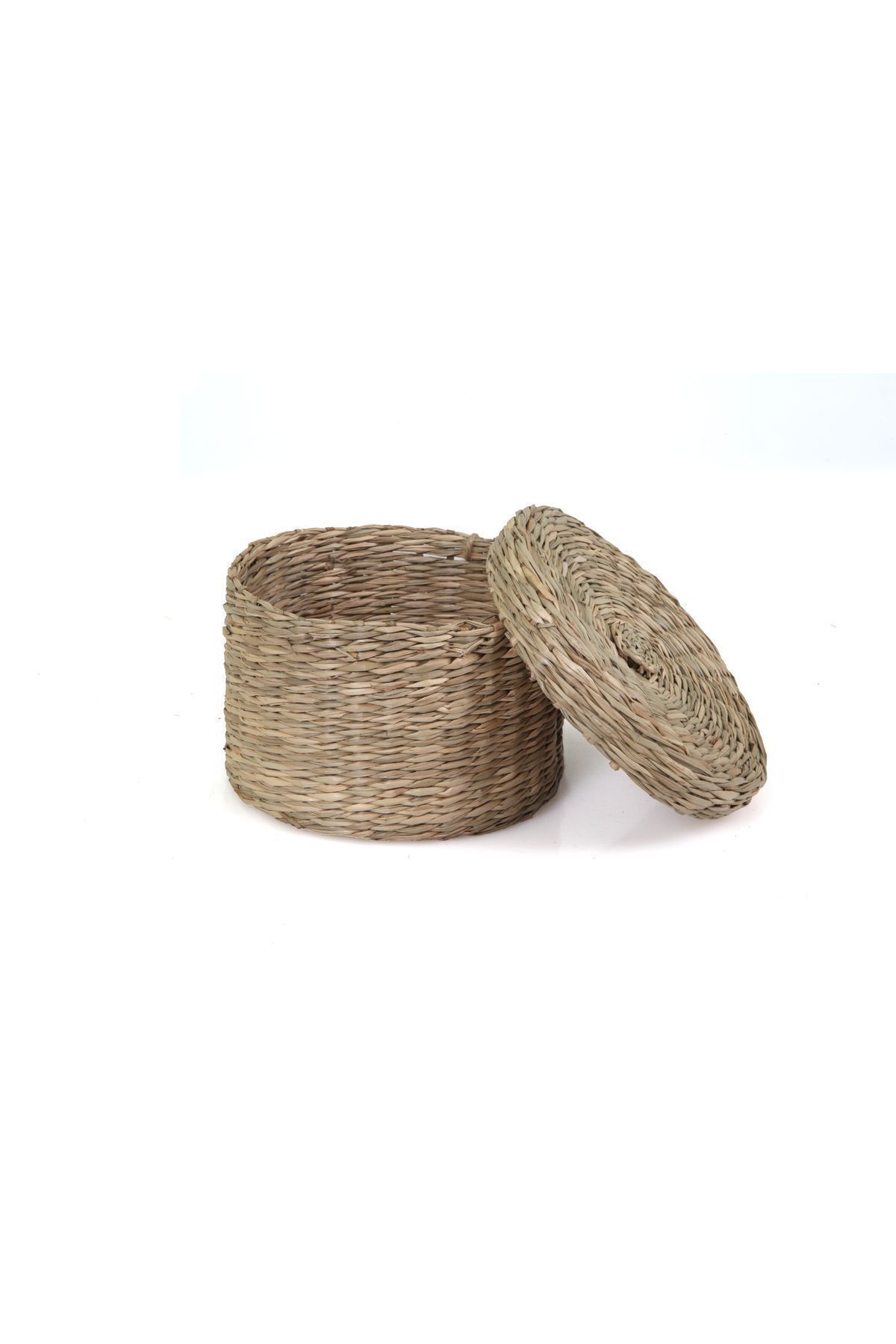 KANCAEV-Natural Wicker Lid Basket Round Small - Sold as a Set of 2. 2