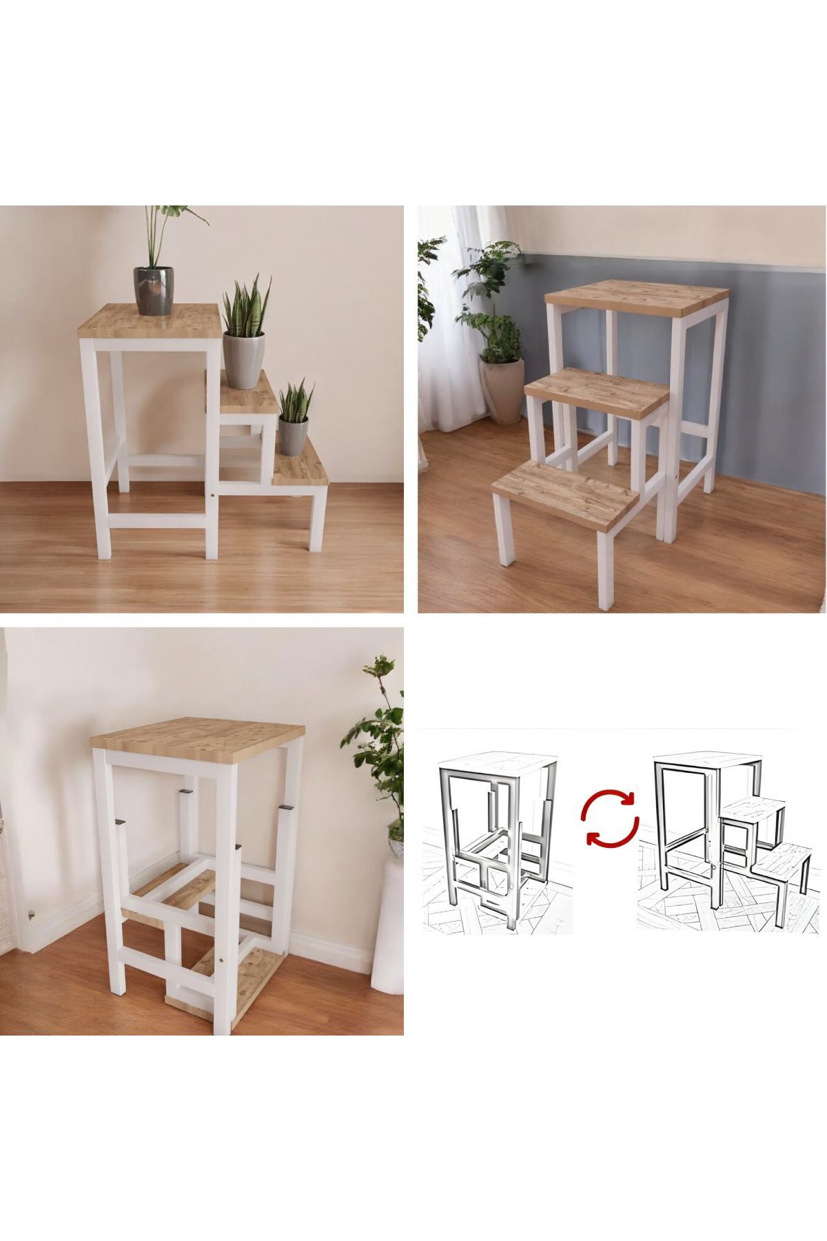 orlantha-Decorative Flower Pot Stool - Folding Ladder, Multi-Purpose Coffee Table 1
