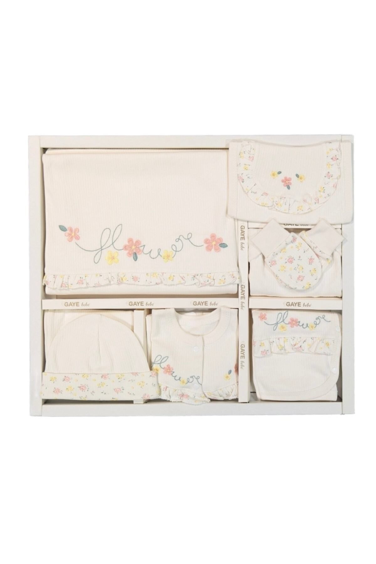 Cherub Baby Flower Çiçek Nakışlı %100 Pamuk Yenidoğan Kız Bebek 10 Parça Hastane Çıkışı Zıbın Set fotoğrafı 2 (önizleme)