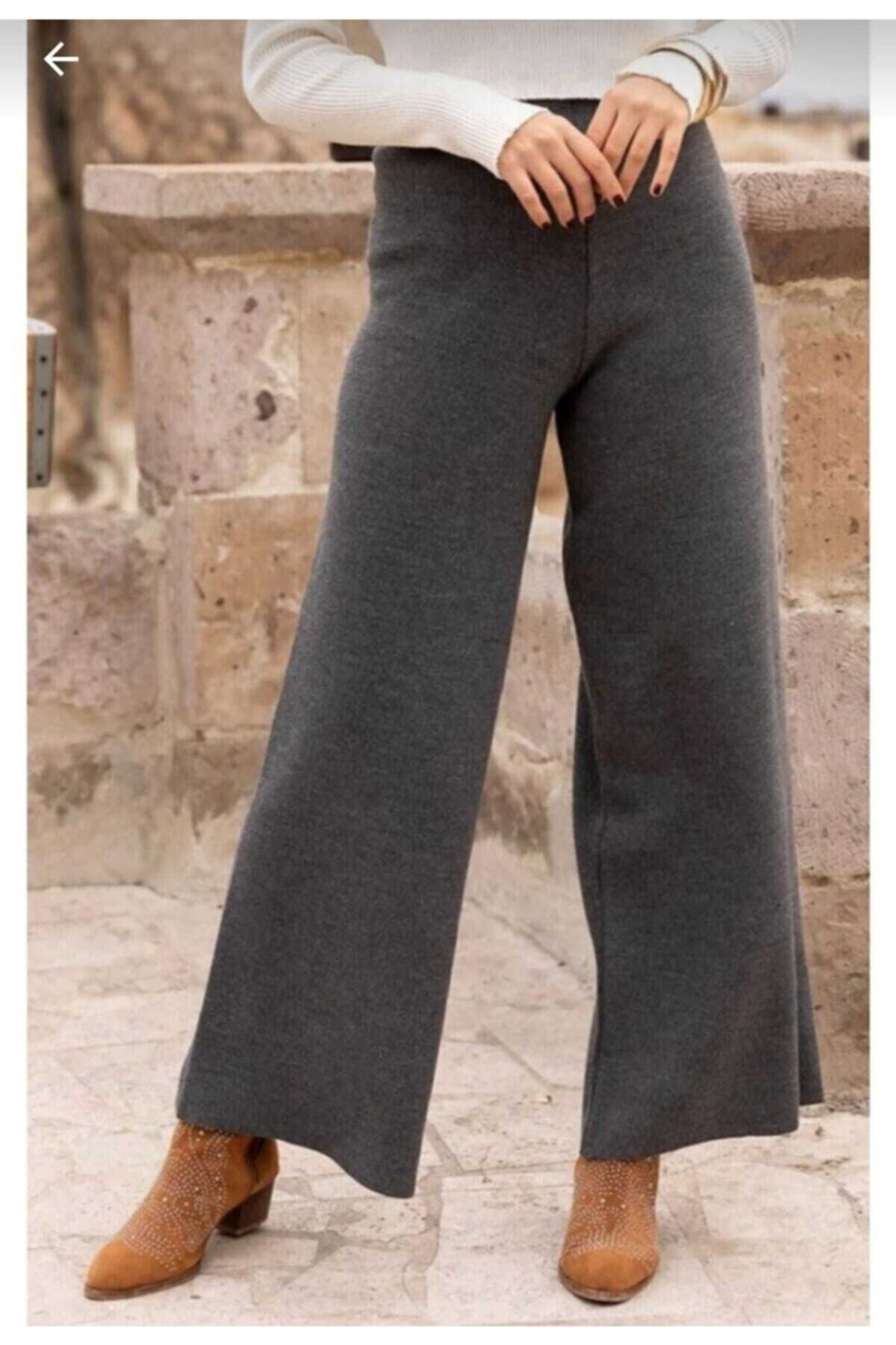 IŞILDA FASHION Women's Wide Leg Knitwear Trousers