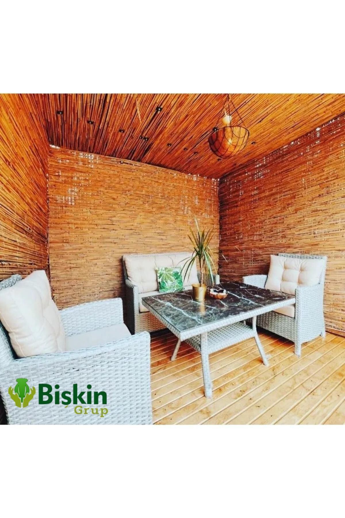 2m X 5m Bişkin Telli Doğal Bambu Kamış Çit,bahçe Çiti,balon Çiti,hasır Çit, Gölgelik 5