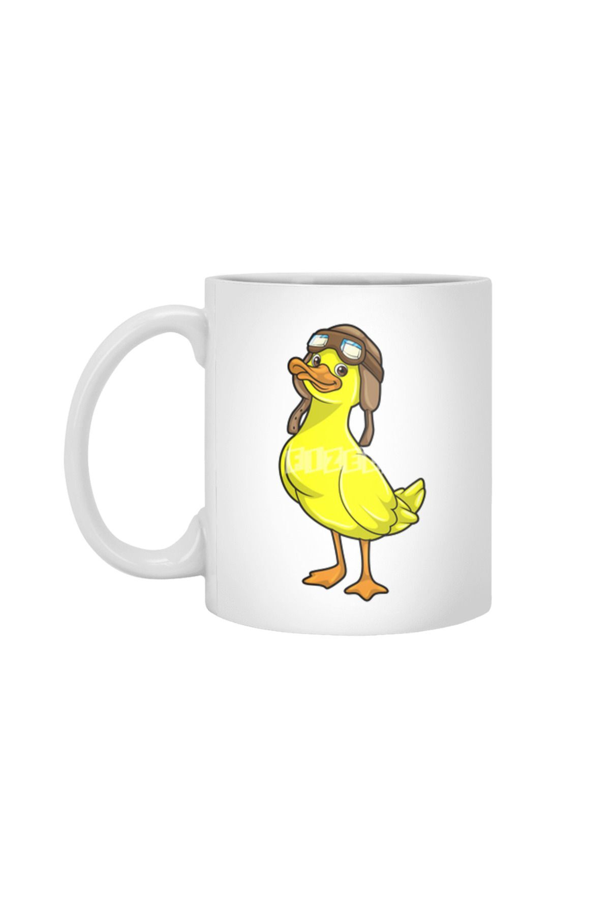 Duck As Pilot With Cap & Goggles White Mug, Gift, Dowry, Presentation