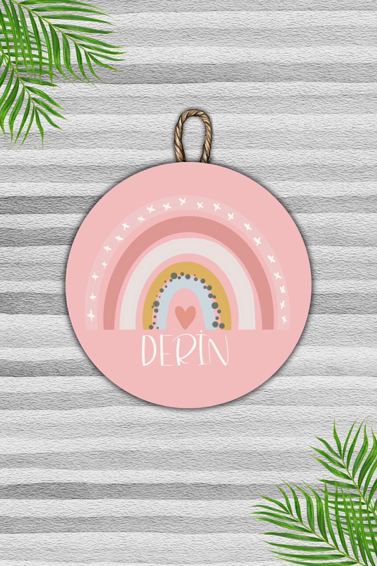 Modern Door Decoration - Pink  Rainbow, - Name Specific Children's Wall Decoration - Children's Room Door Decor