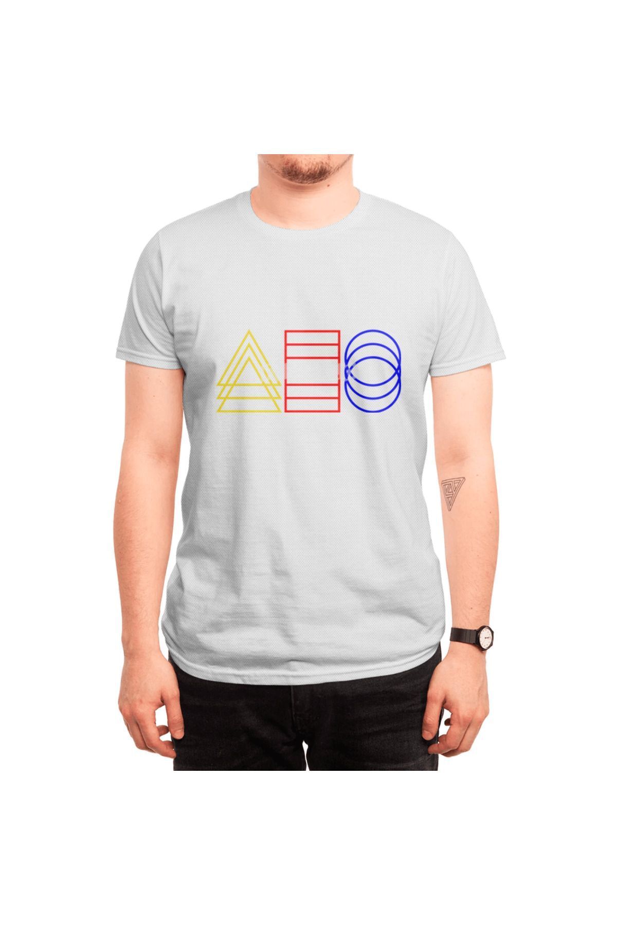 Fizello-Λευκό μπλουζάκι Unisex - The Colors And The Shapes, μπλουζάκι για άνδρες και γυναίκες 6