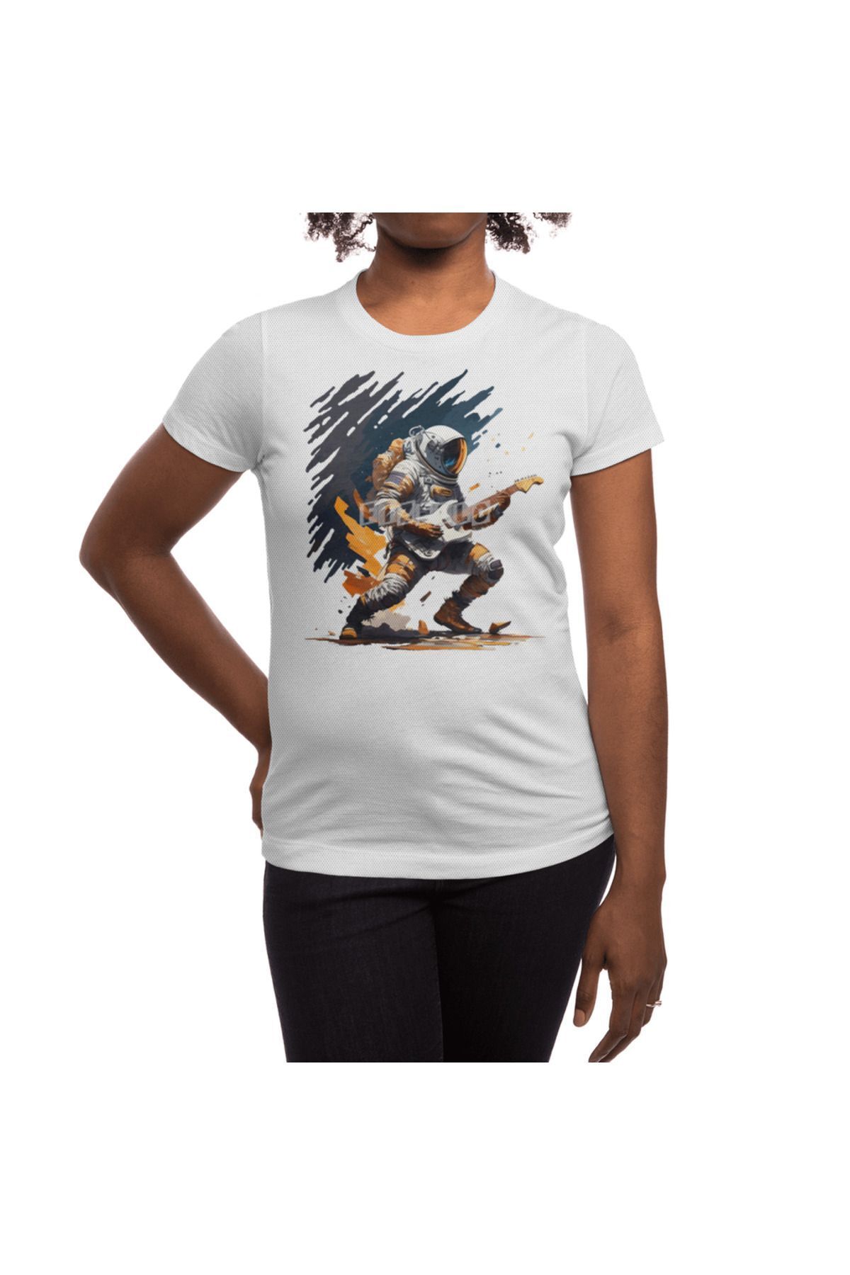 Fizello-Μπλουζάκι Unisex White Astronaut που παίζει κιθάρα 3