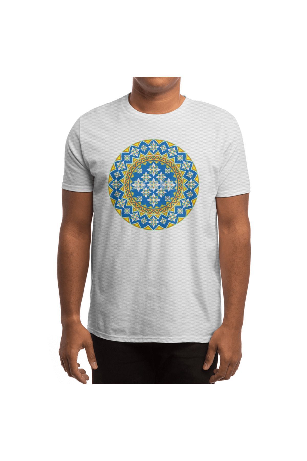 Fizello-Λευκό μπλουζάκι Unisex - Σχέδιο Space Flower Array 4