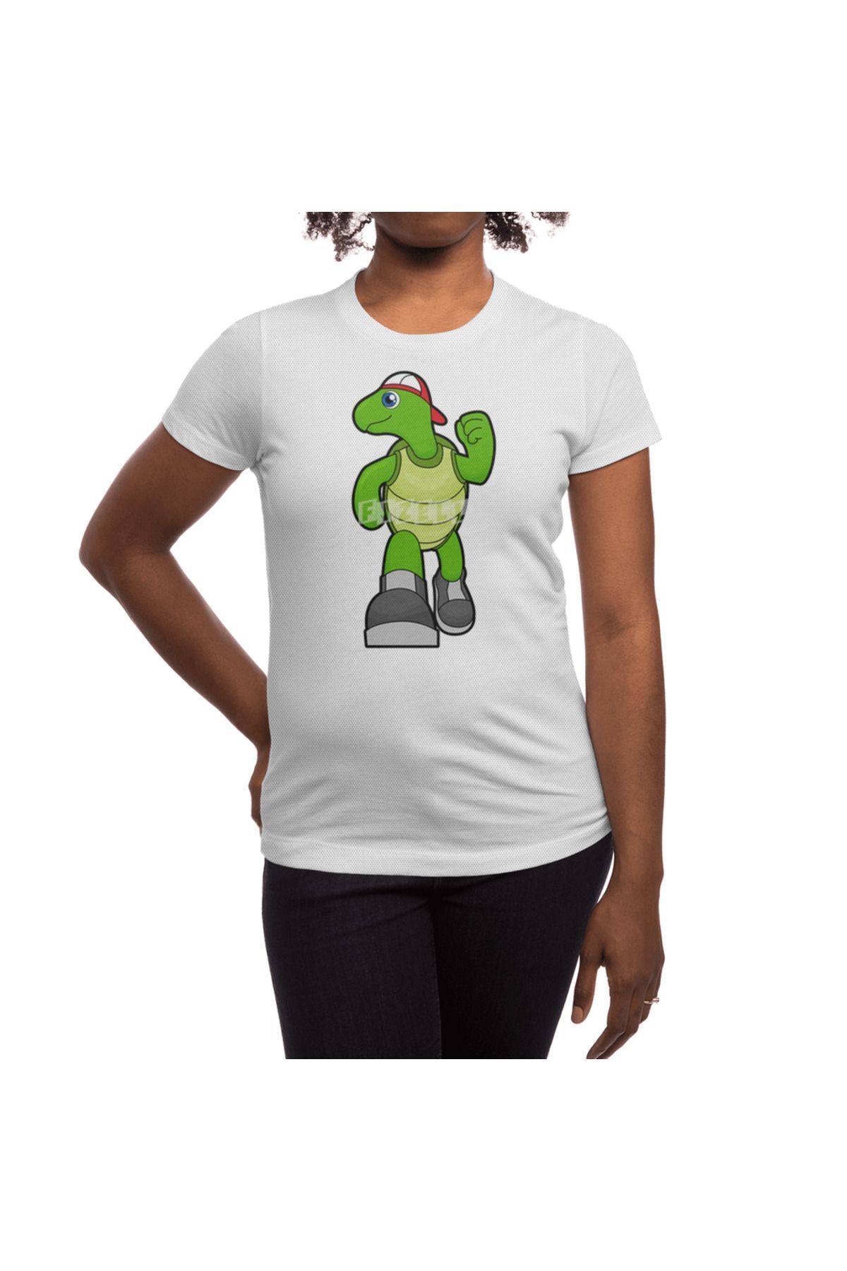 Fizello-Ανδρικό και γυναικείο Unisex λευκό μπλουζάκι - Turtle Horse Running With Cap Design 3