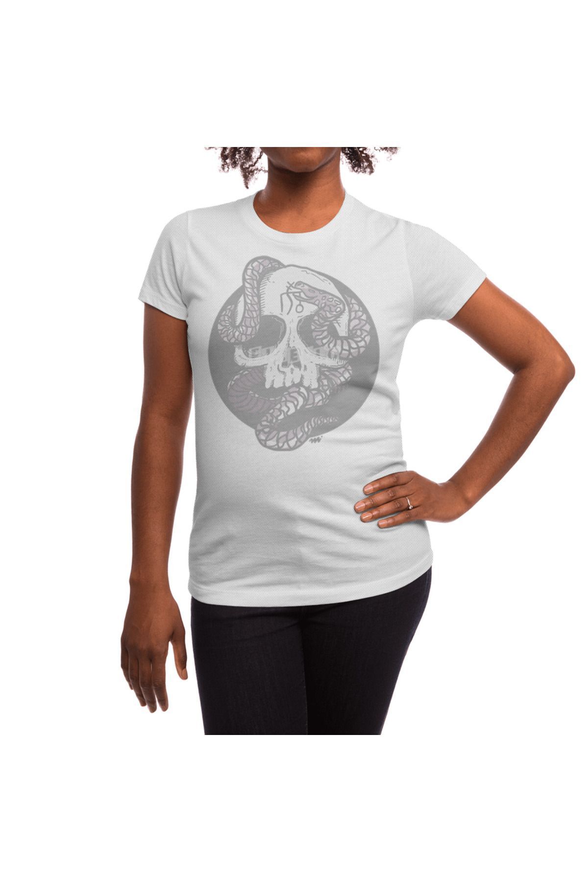 Fizello-Tricou alb unisex - Tricou cu model Sm Skull, pentru bărbați și femei 5