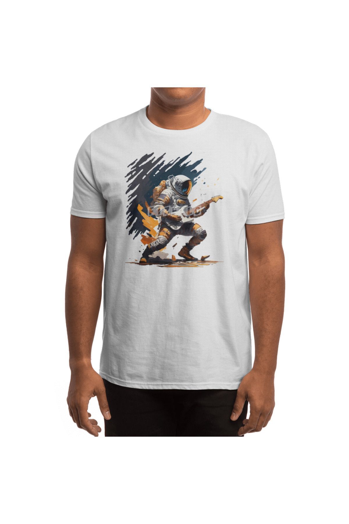 Fizello-Μπλουζάκι Unisex White Astronaut που παίζει κιθάρα 4