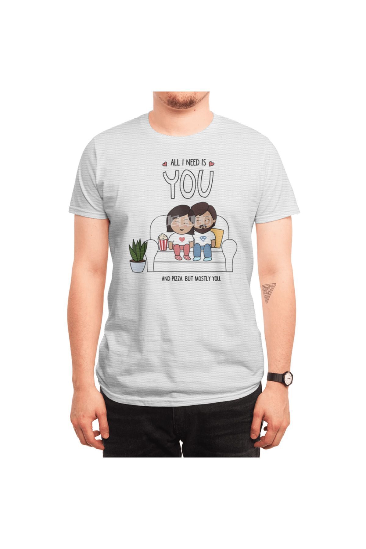 Fizello-Ανδρικό και γυναικείο λευκό μπλουζάκι Unisex - All I Need 6