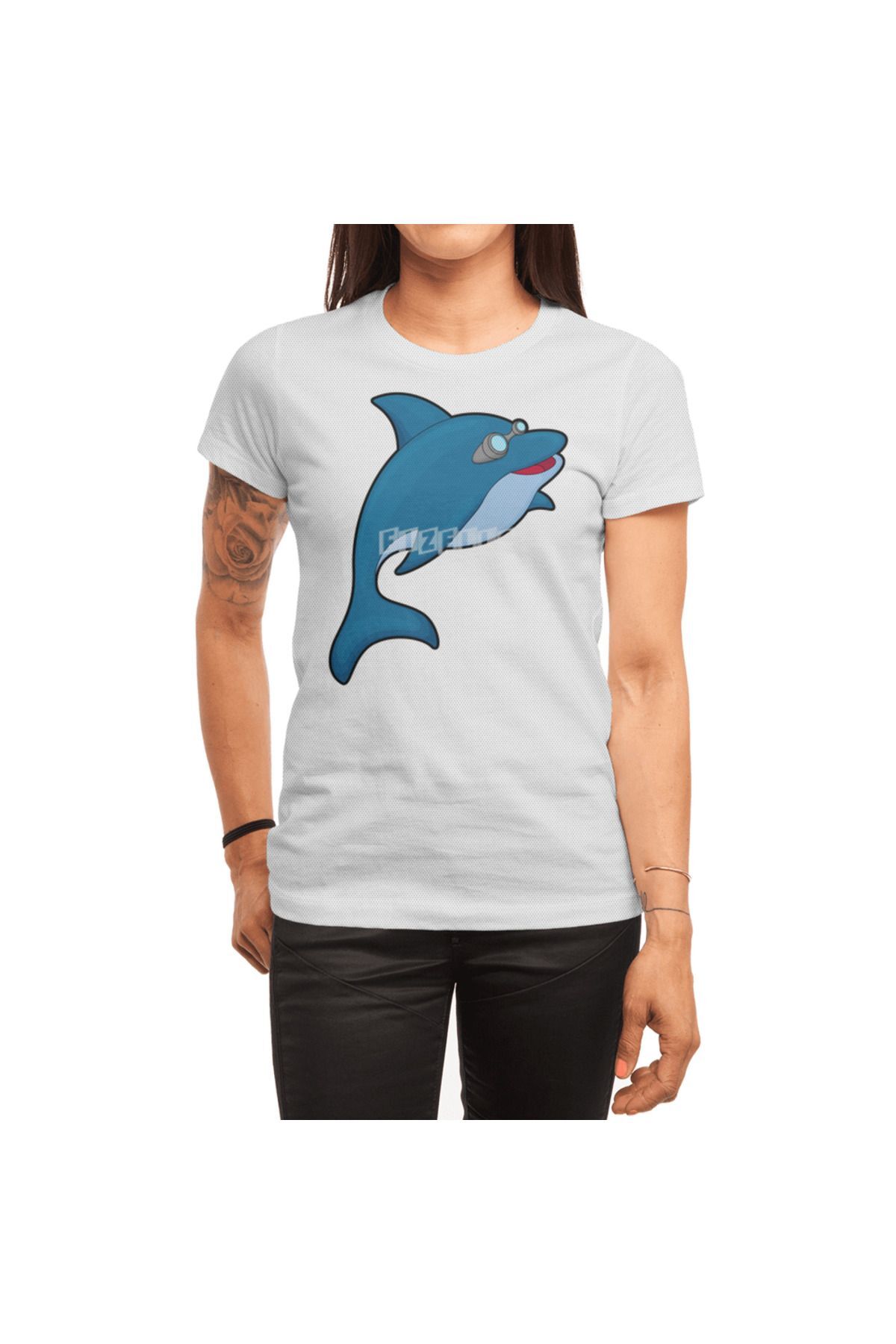 Fizello Dolphin at Swimming with Swimming goggles Spor T-Shirt