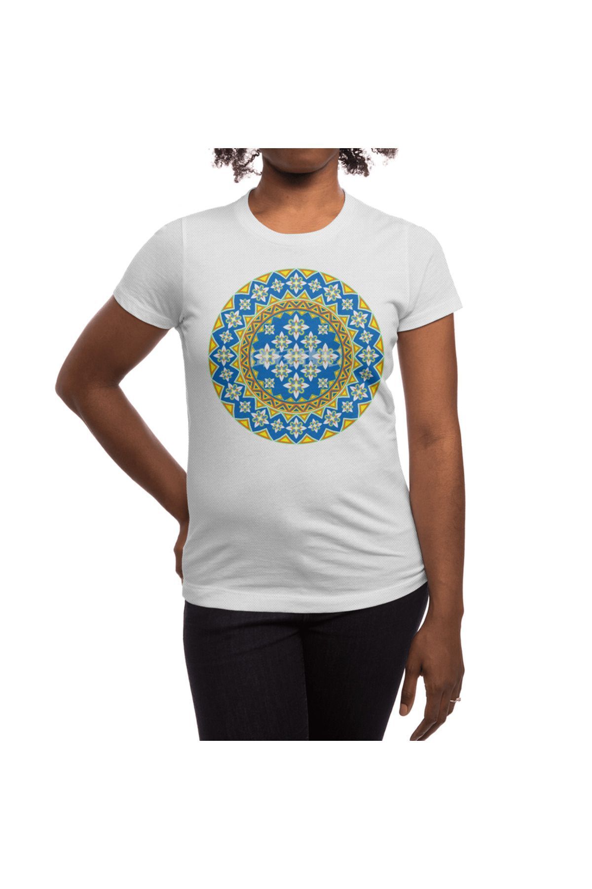 Fizello-Λευκό μπλουζάκι Unisex - Σχέδιο Space Flower Array 3