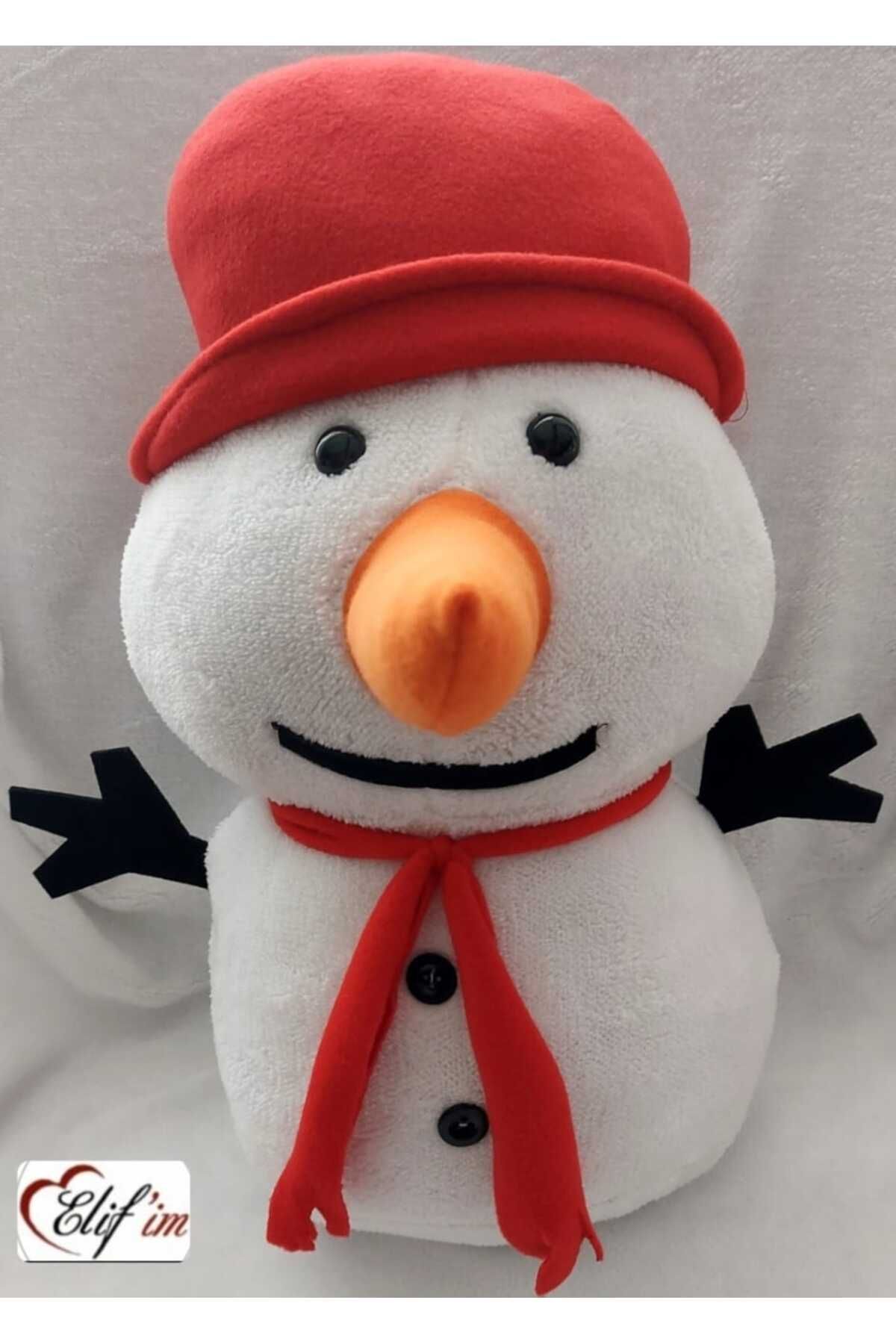 elifim home Peluş Kardan Adam 45 Cm Yeni Yıl Yılbaşı Hediyelik