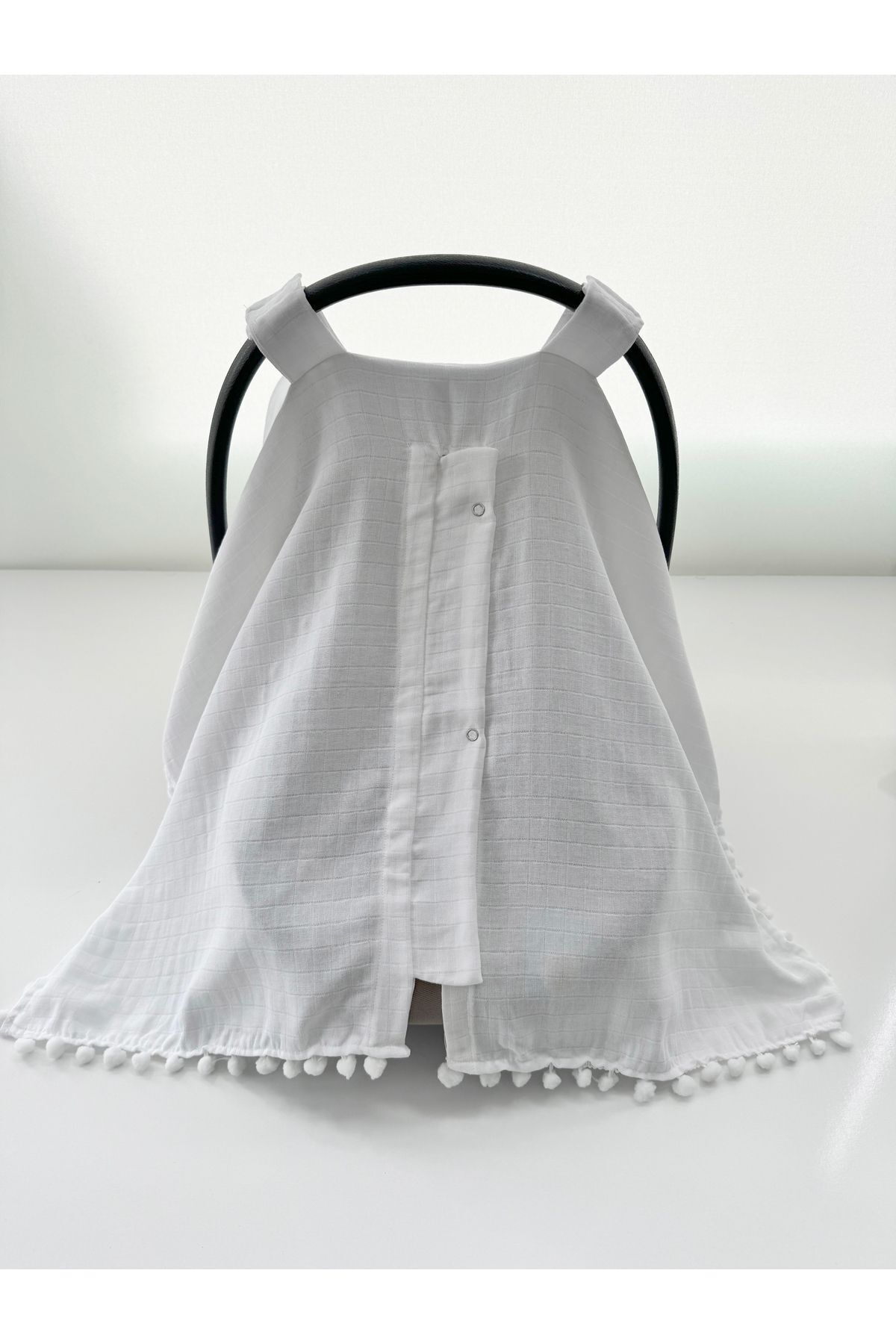 Genel Markalar Ponponlu Müslin Kumaş Organik Puset Örtüsü ve Minderi fotoğrafı 3 (önizleme)