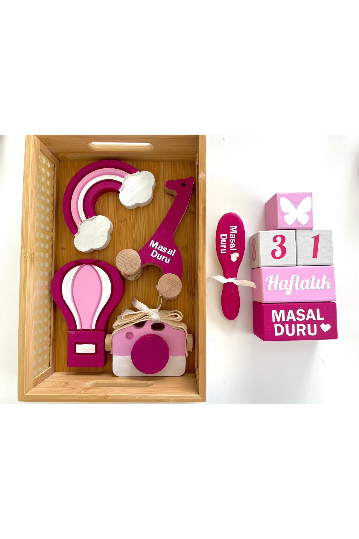 Objeli bebek anı küpü seti tam set bebek dekor