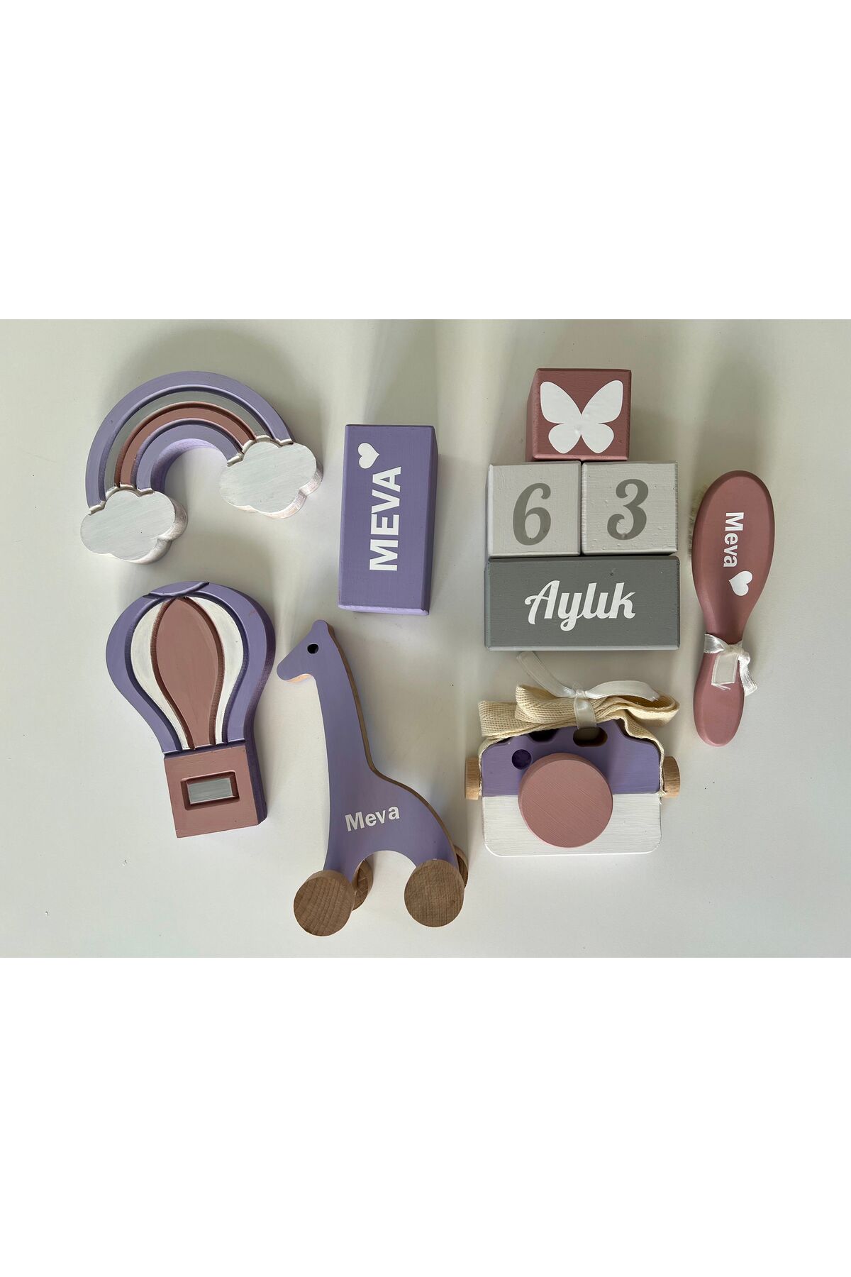 Objeli bebek anı küpü seti tam set bebek dekor