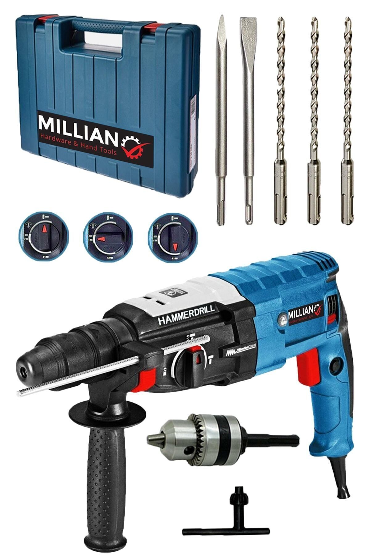 Genel Markalar Italyan 3200 W Bakir Sargili Kırıcı Delici Hilti Matkap Metal Şanzumanlı 5 Adet Uç Yedek Mandrenli